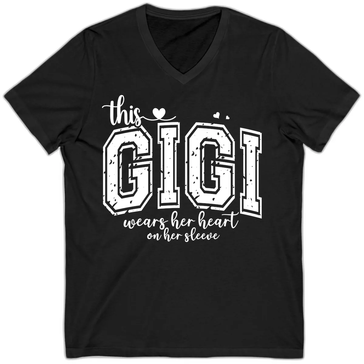 This Gigi Wears Her Heart On Her Sleeve V-Neck in Black