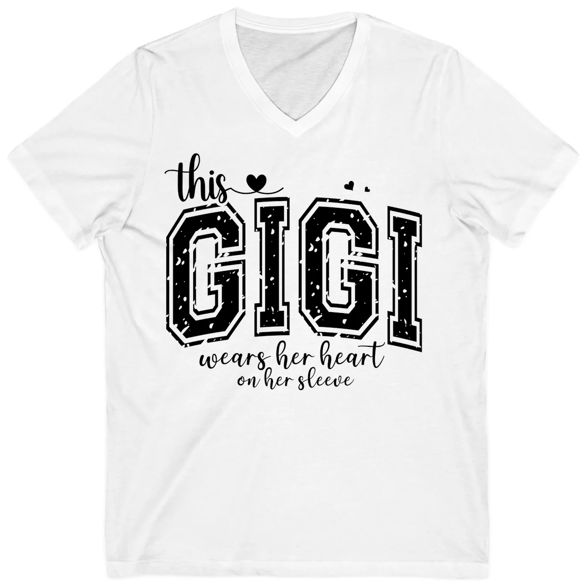 This Gigi Wears Her Heart On Her Sleeve V-Neck in White