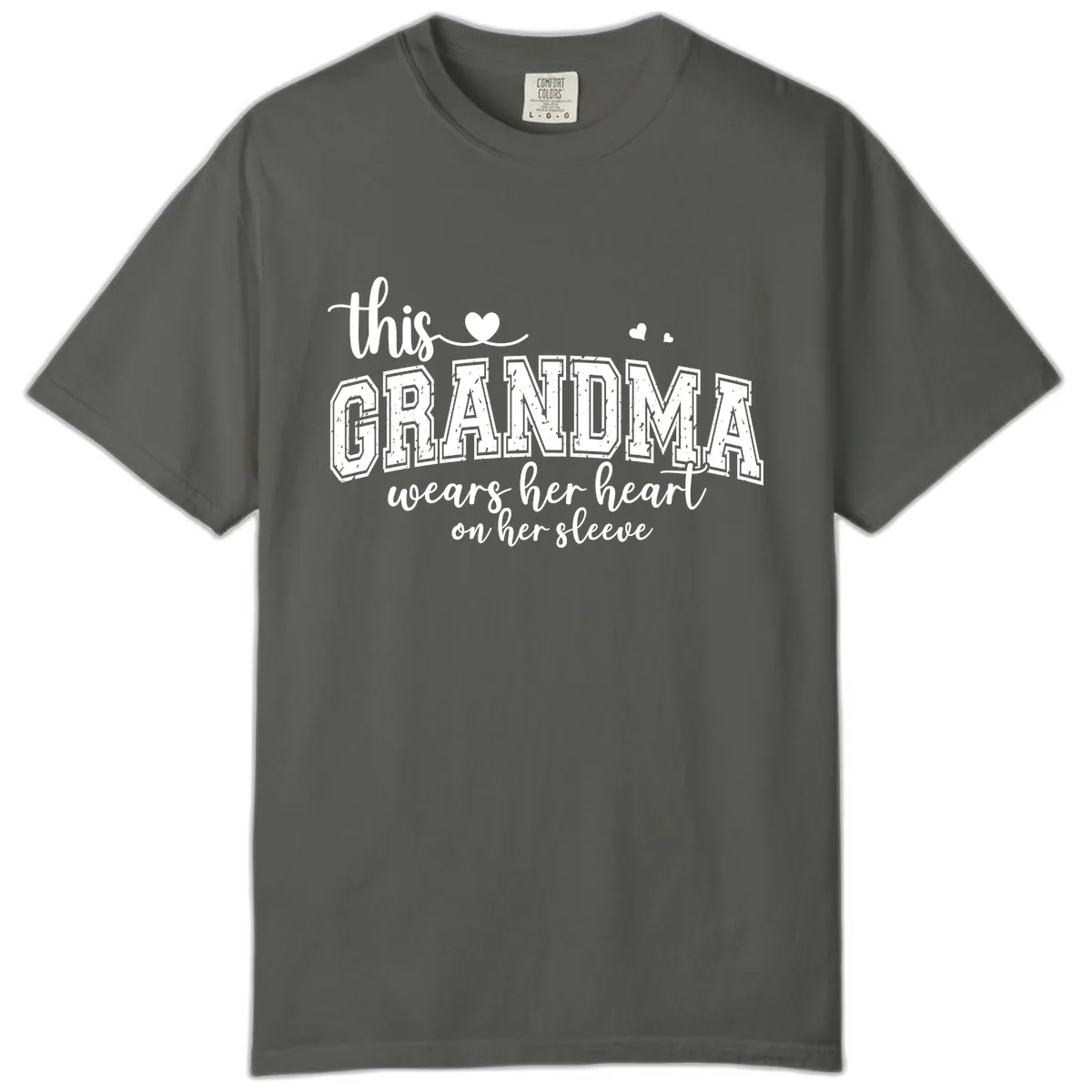 This Grandma Wears Her Heart On Her Sleeve Comfort Color in Pepper