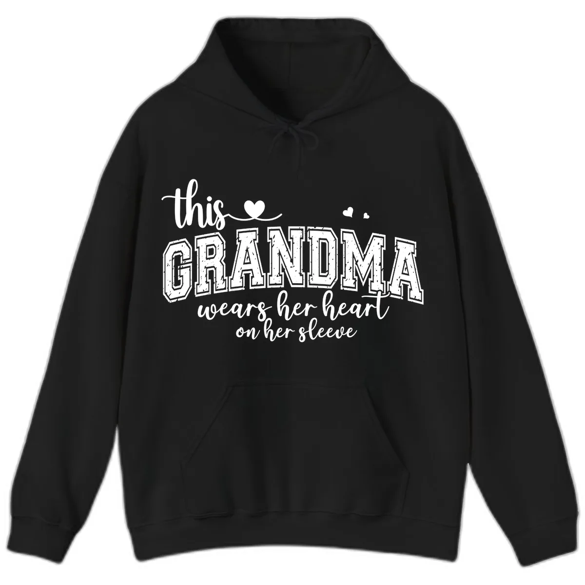 This Grandma Wears Her Heart On Her Sleeve Hoodie in Black