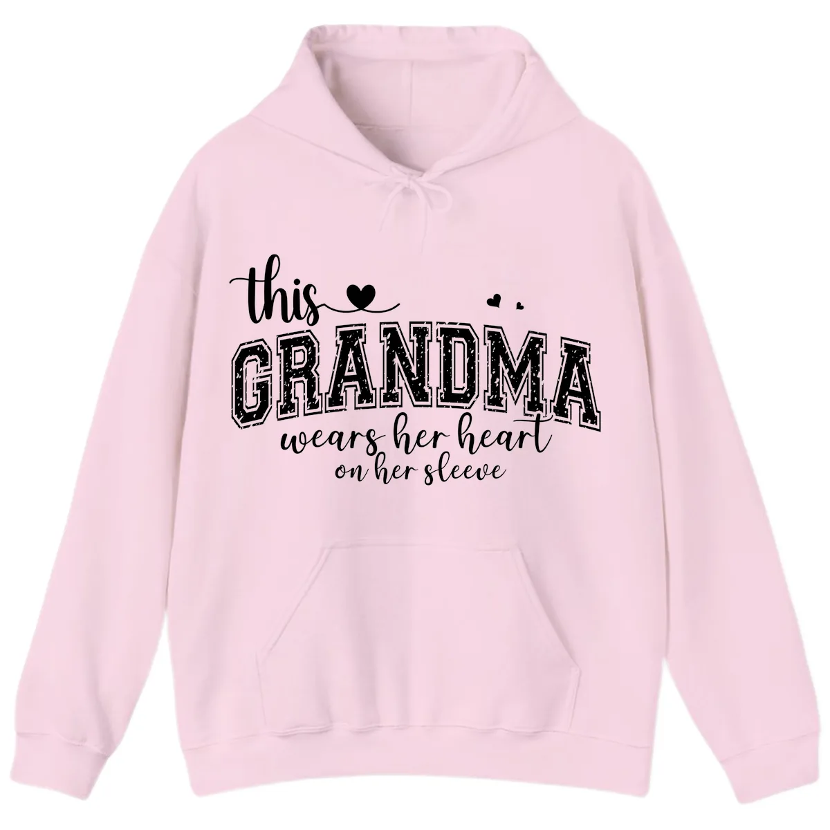 This Grandma Wears Her Heart On Her Sleeve Hoodie in Light Pink