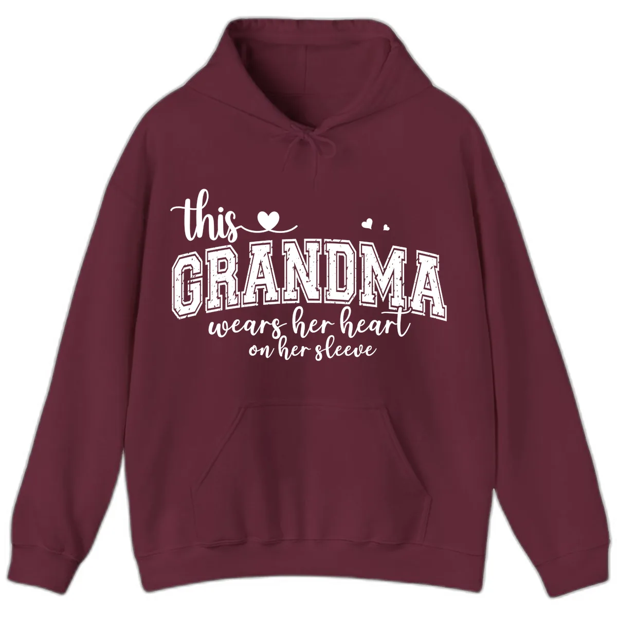 This Grandma Wears Her Heart On Her Sleeve Hoodie in Maroon