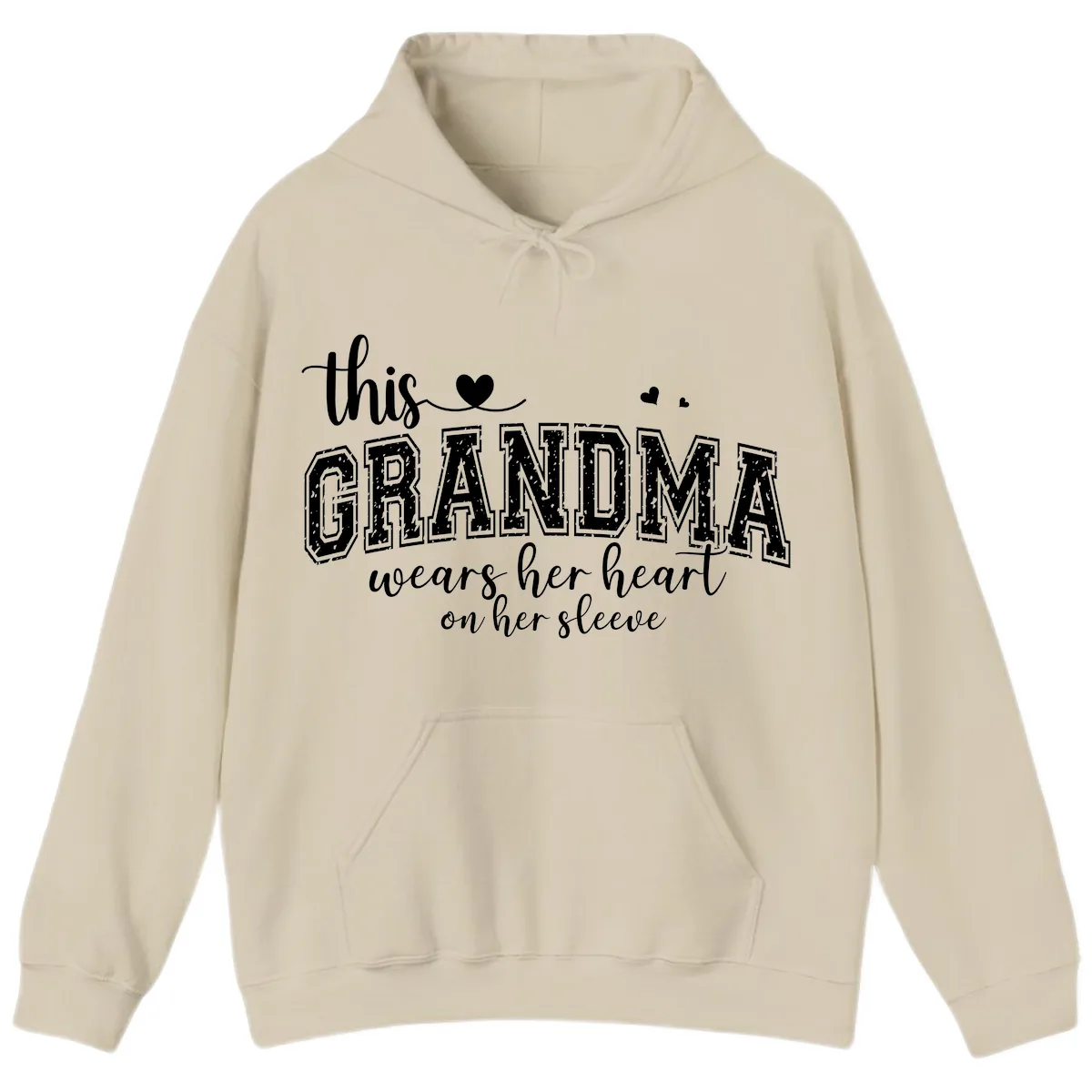 This Grandma Wears Her Heart On Her Sleeve Hoodie in Sand