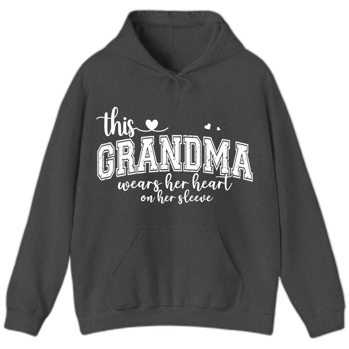 This Grandma Wears Her Heart On Her Sleeve Hoodie in Dark Heather