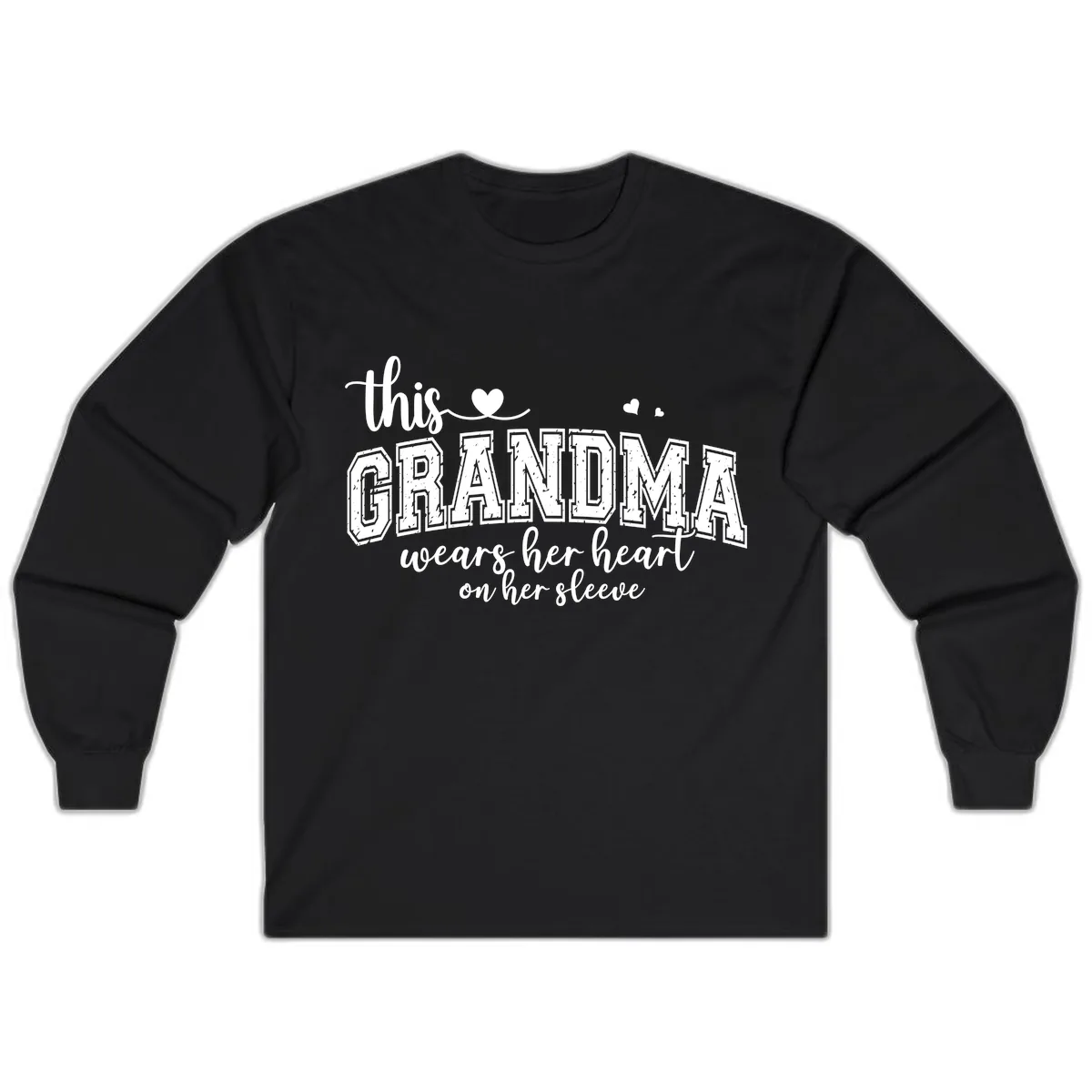 This Grandma Wears Her Heart On Her Sleeve Long Sleeve in Black