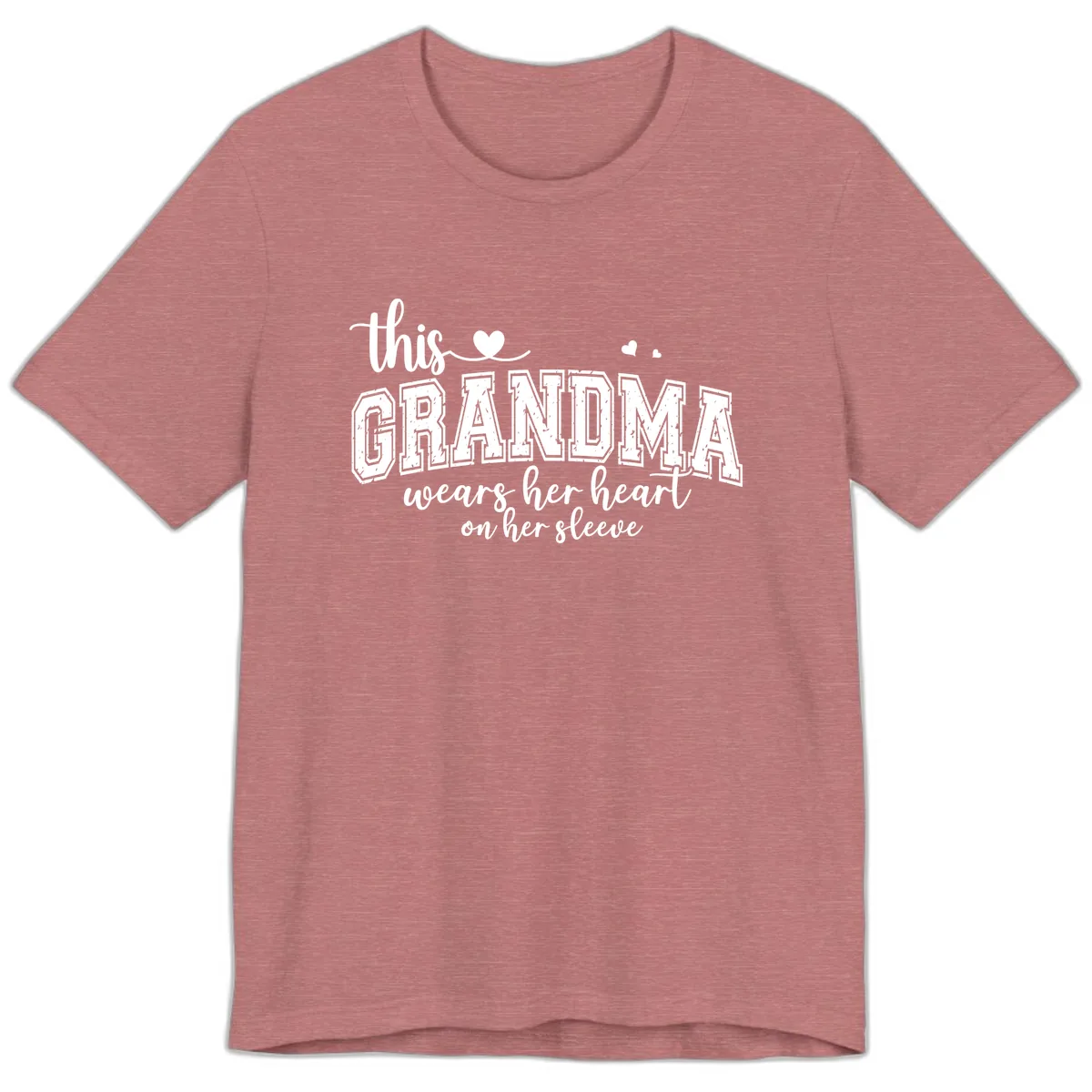 This Grandma Wears Her Heart On Her Sleeve Premium T-Shirt in Heather Mauve