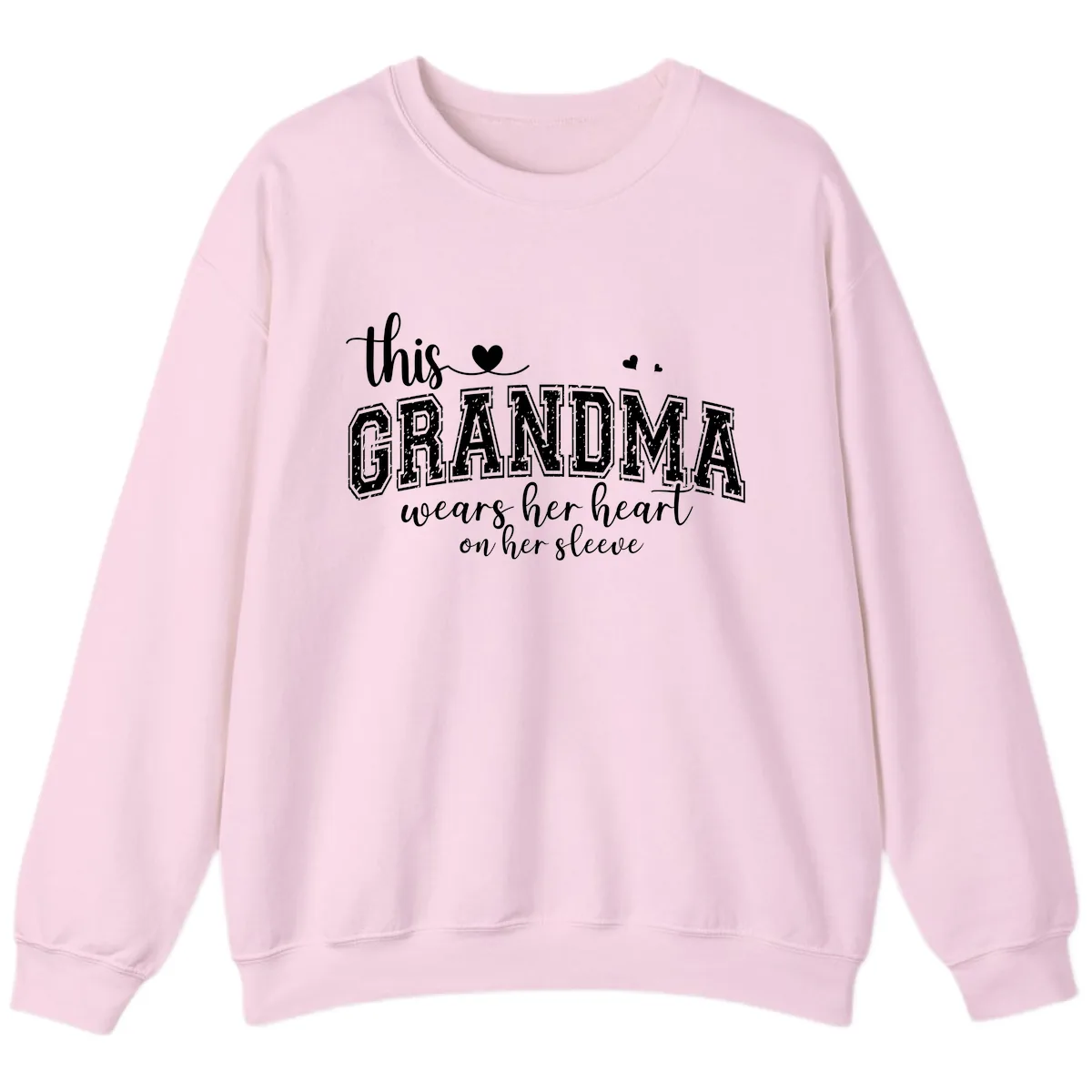 This Grandma Wears Her Heart On Her Sleeve Sweatshirt in Light Pink