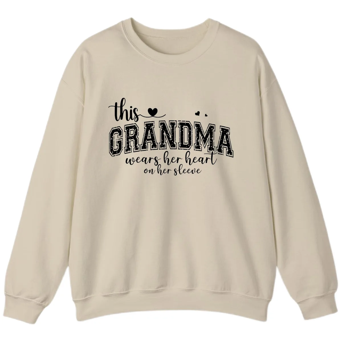 This Grandma Wears Her Heart On Her Sleeve Sweatshirt in Sand