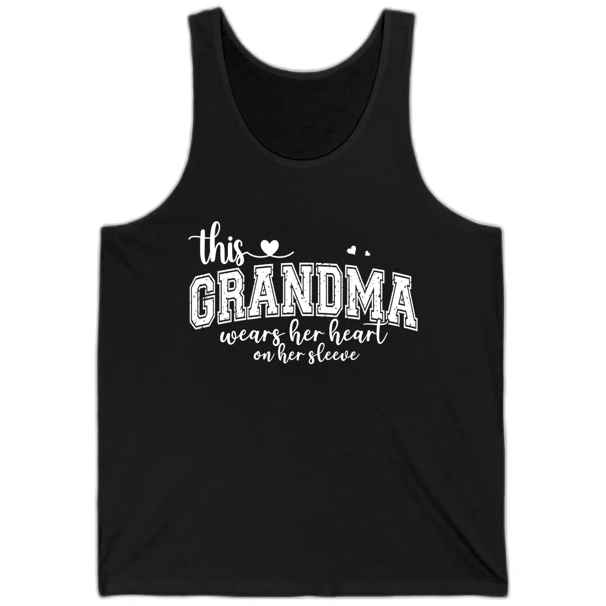 This Grandma Wears Her Heart On Her Sleeve Tank in Black