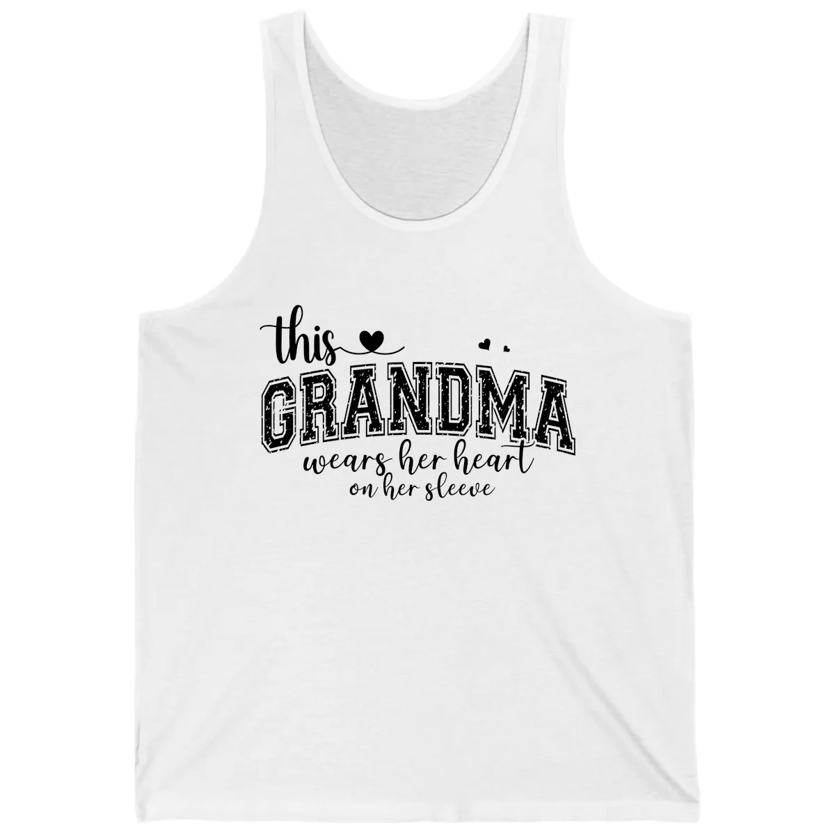 This Grandma Wears Her Heart On Her Sleeve Tank in White