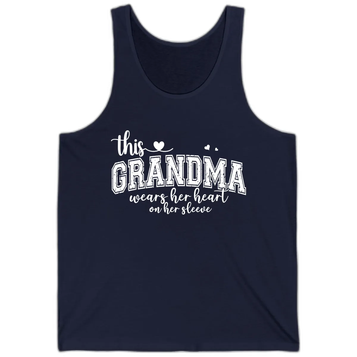 This Grandma Wears Her Heart On Her Sleeve Tank in Navy