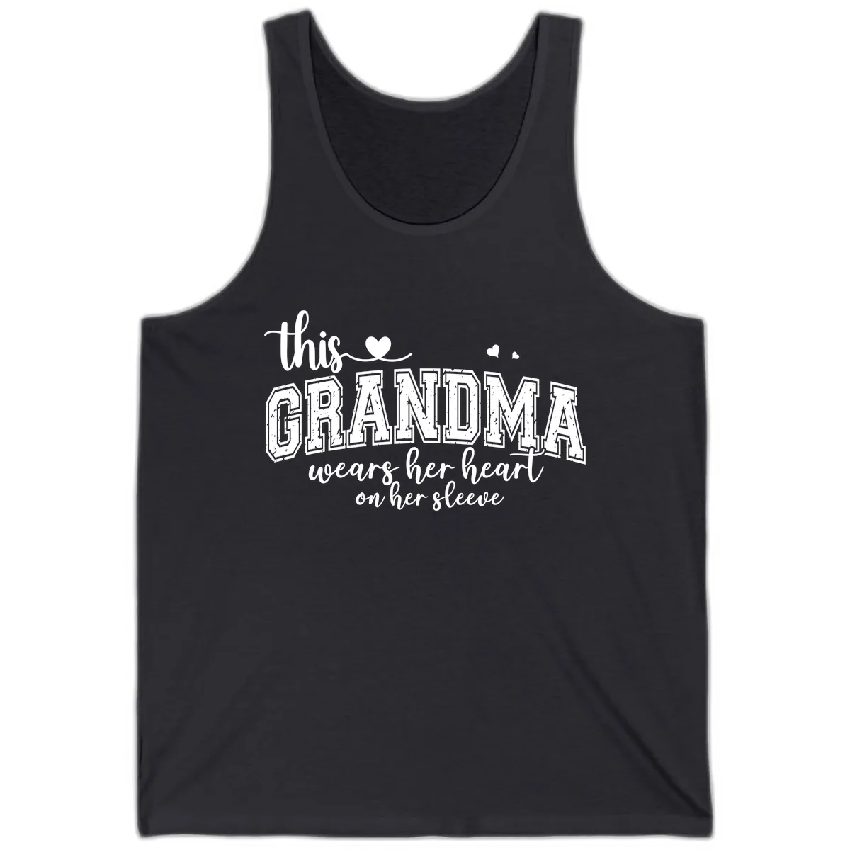 This Grandma Wears Her Heart On Her Sleeve Tank in Dark Grey