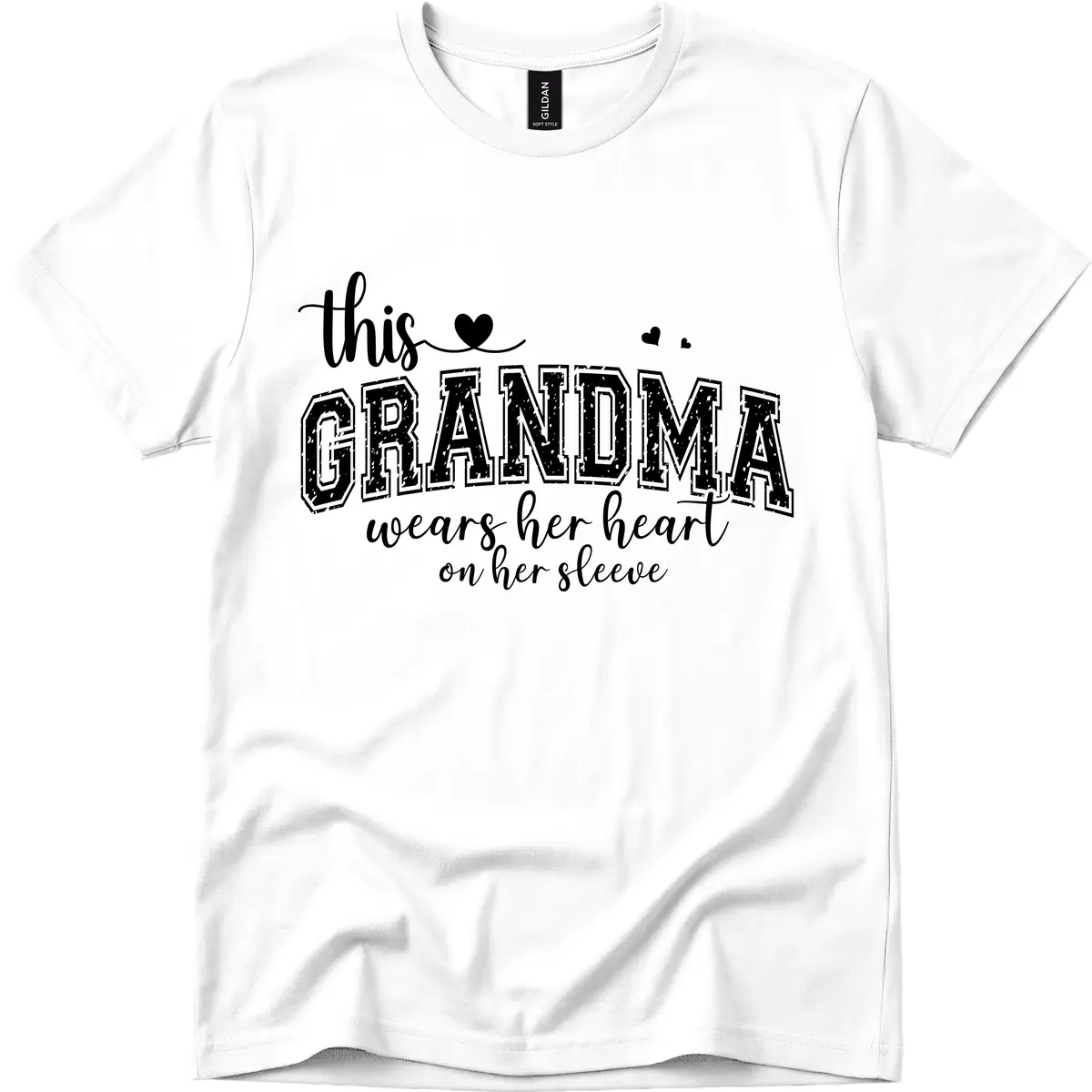 This Grandma Wears Her Heart On Her Sleeve T-Shirt in White