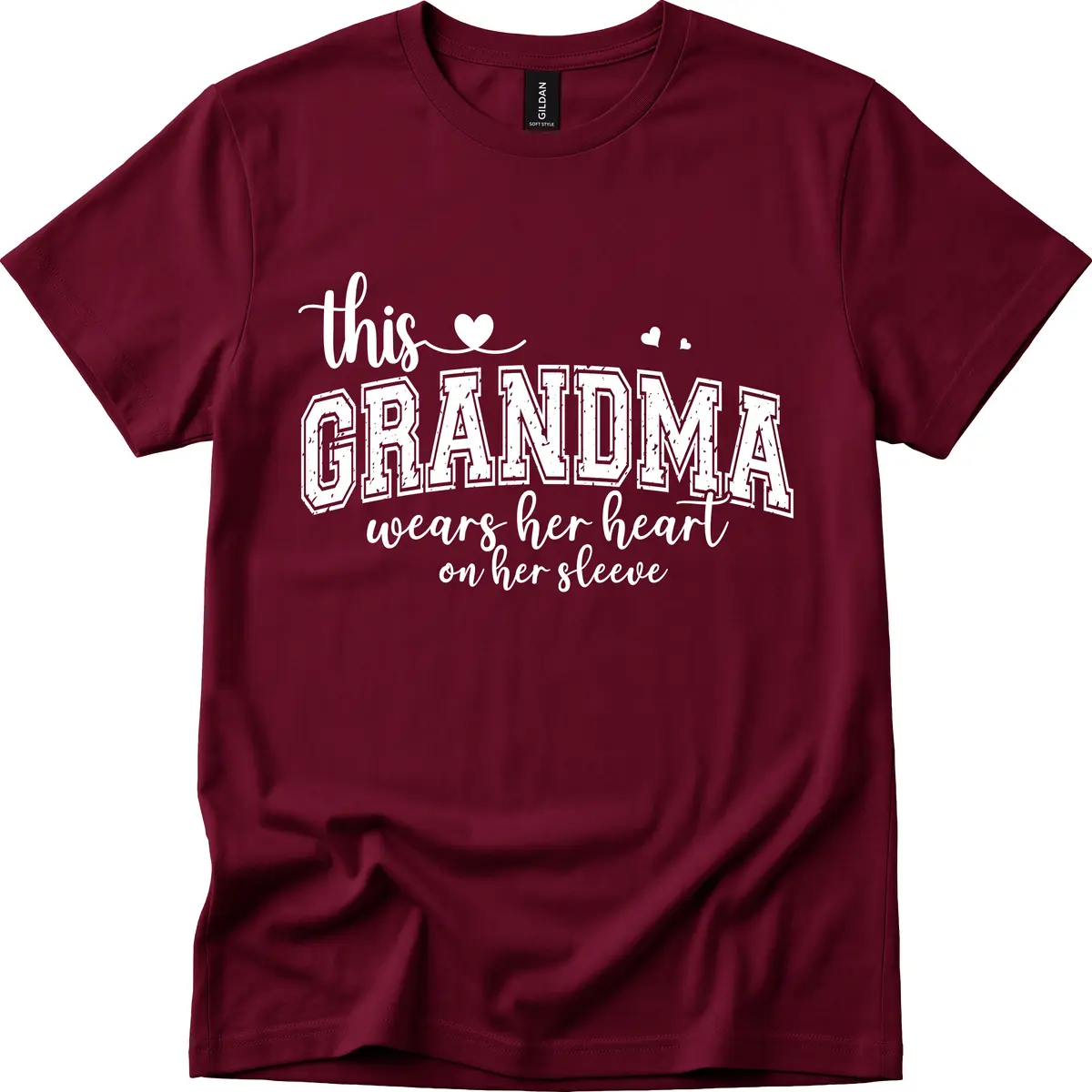 This Grandma Wears Her Heart On Her Sleeve T-Shirt in Maroon