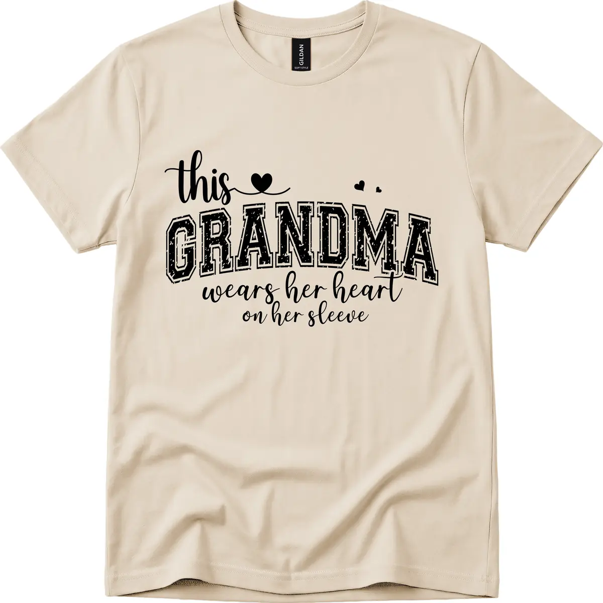 This Grandma Wears Her Heart On Her Sleeve T-Shirt in Sand