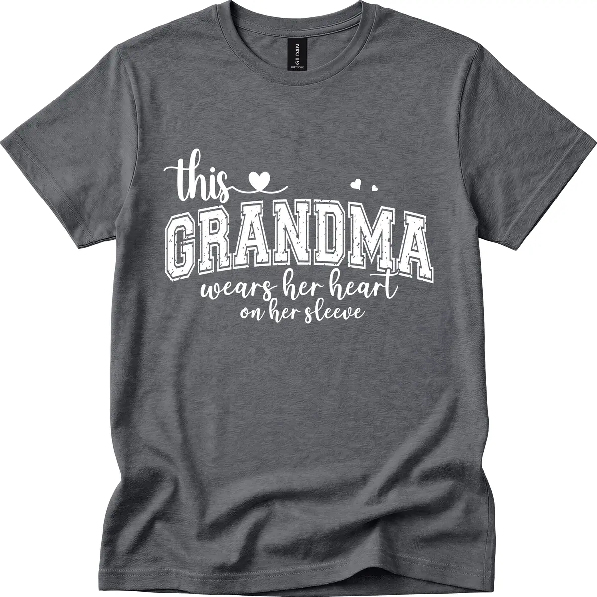 This Grandma Wears Her Heart On Her Sleeve T-Shirt in Dark Heather