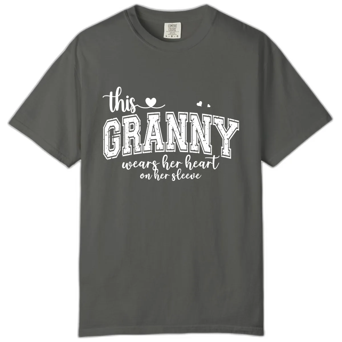 This Granny Wears Her Heart On Her Sleeve Comfort Color in Pepper