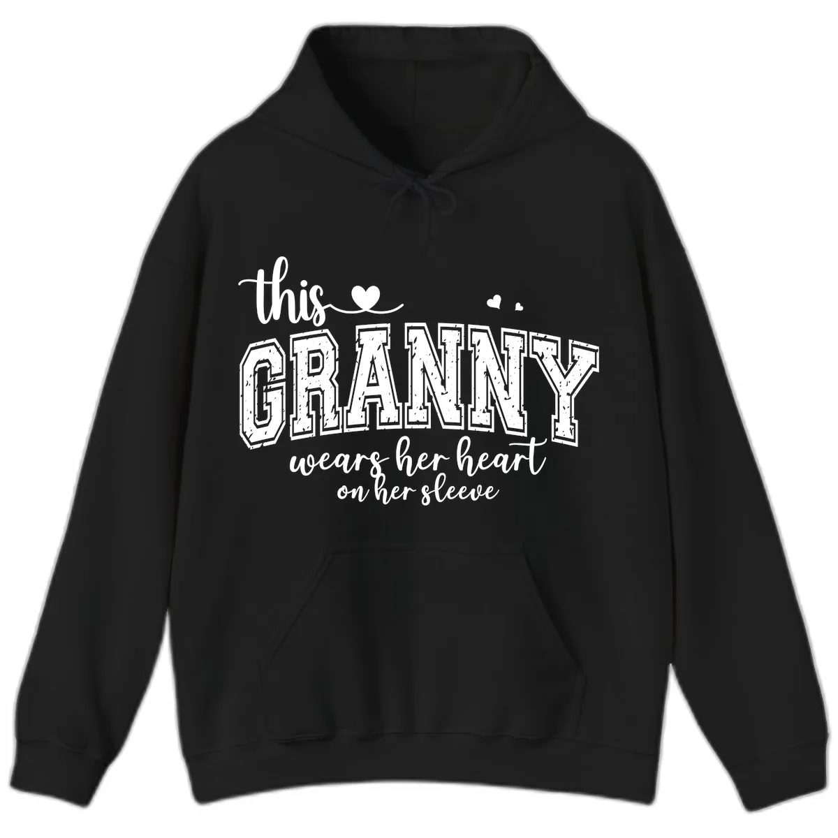 This Granny Wears Her Heart On Her Sleeve Hoodie in Black