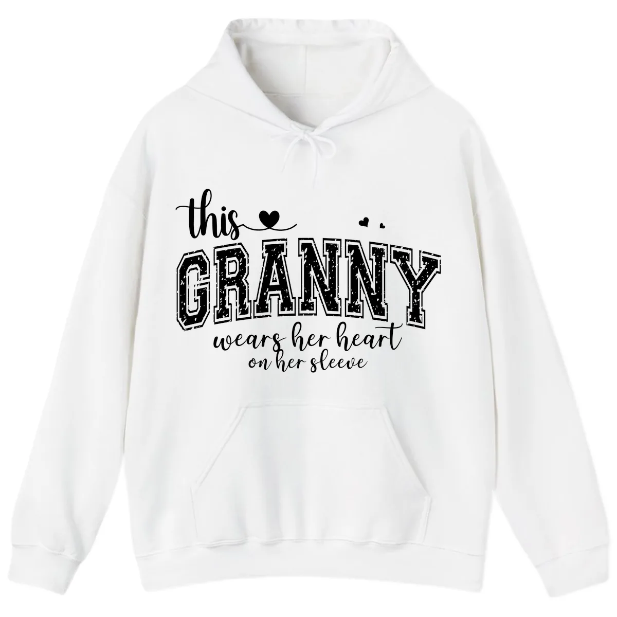 This Granny Wears Her Heart On Her Sleeve Hoodie in White