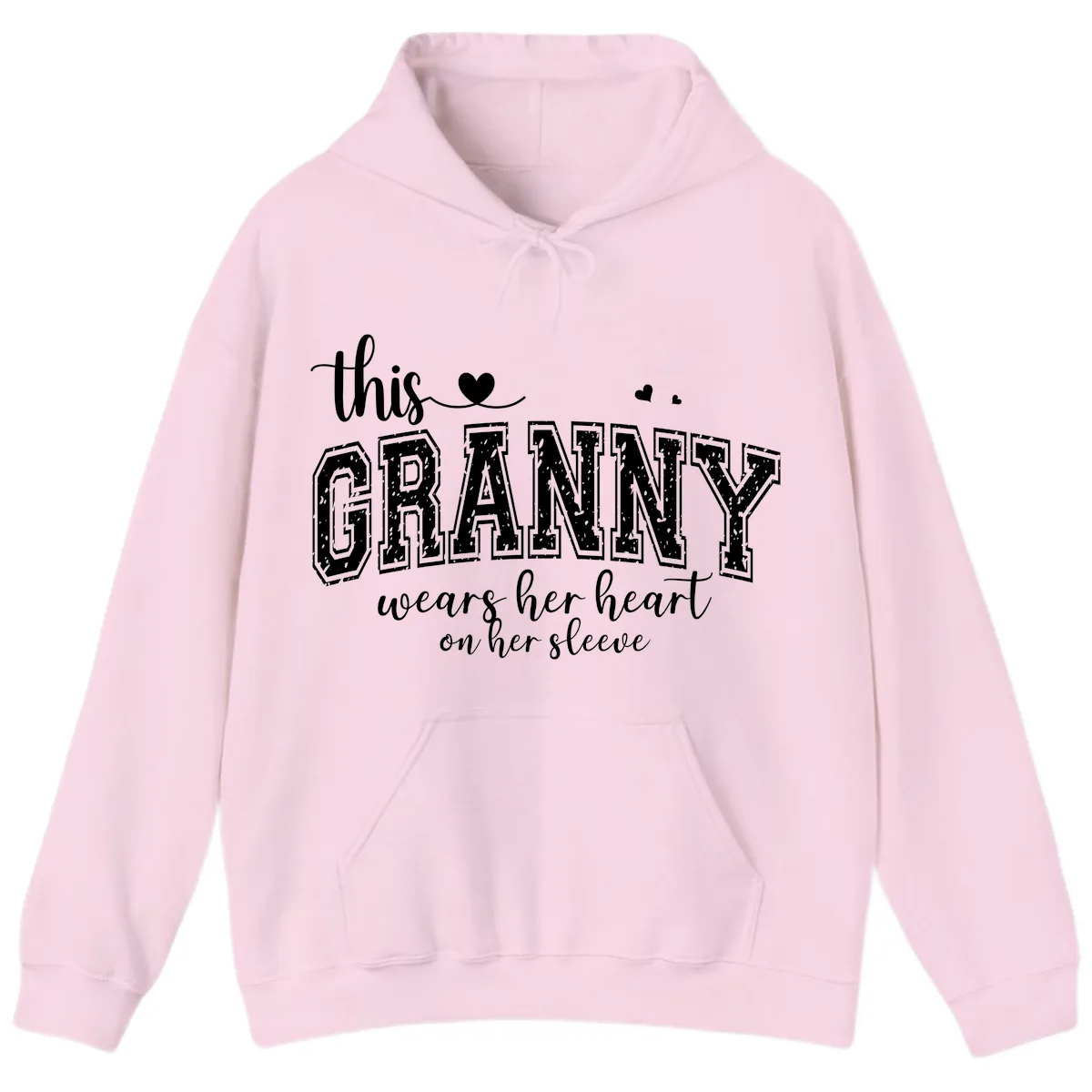 This Granny Wears Her Heart On Her Sleeve Hoodie in Light Pink