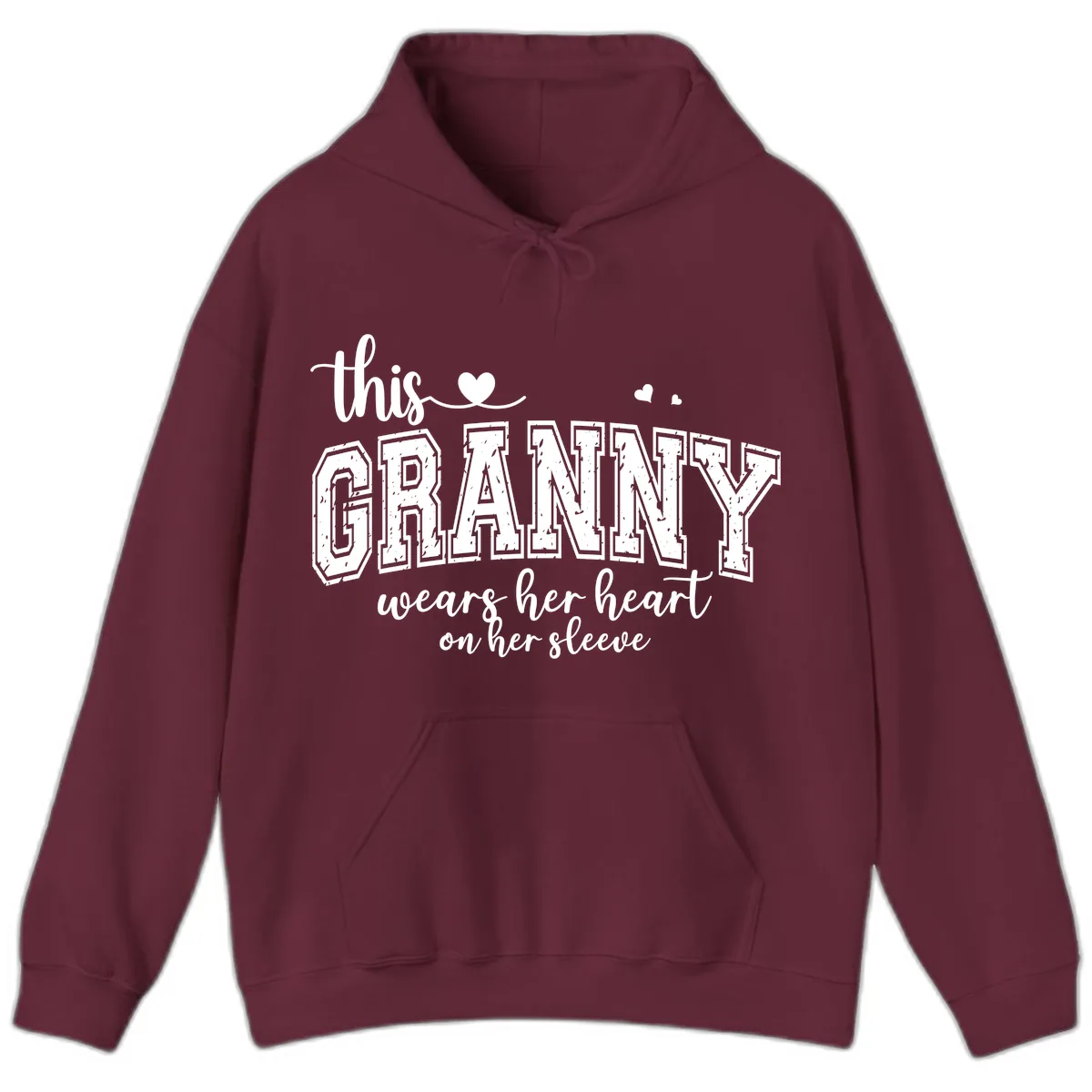 This Granny Wears Her Heart On Her Sleeve Hoodie in Maroon