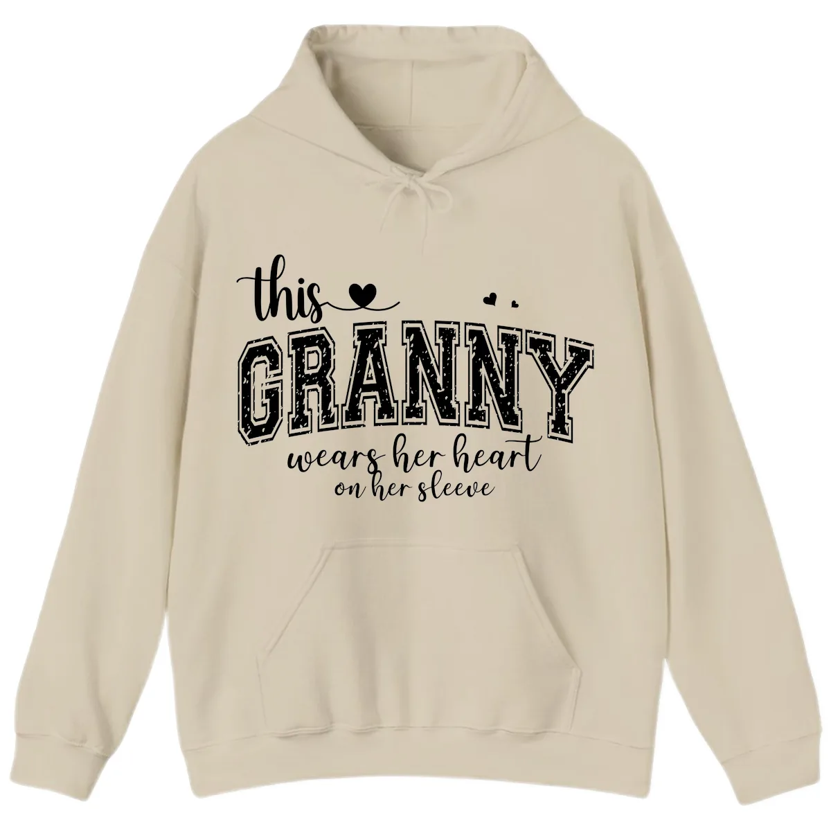 This Granny Wears Her Heart On Her Sleeve Hoodie in Sand
