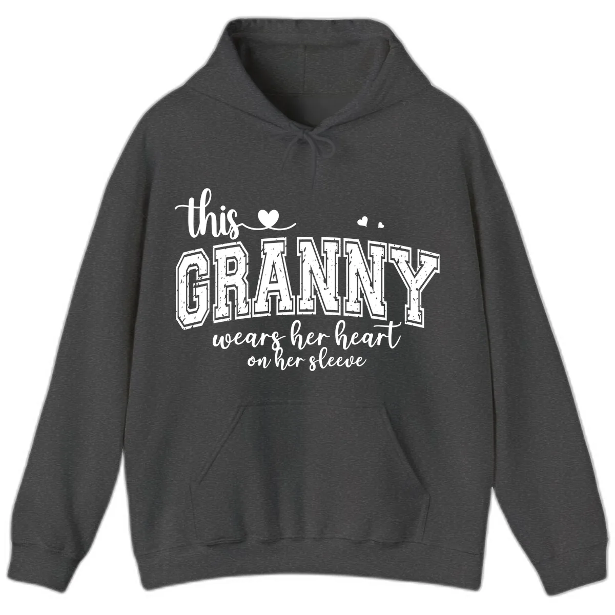 This Granny Wears Her Heart On Her Sleeve Hoodie in Dark Heather