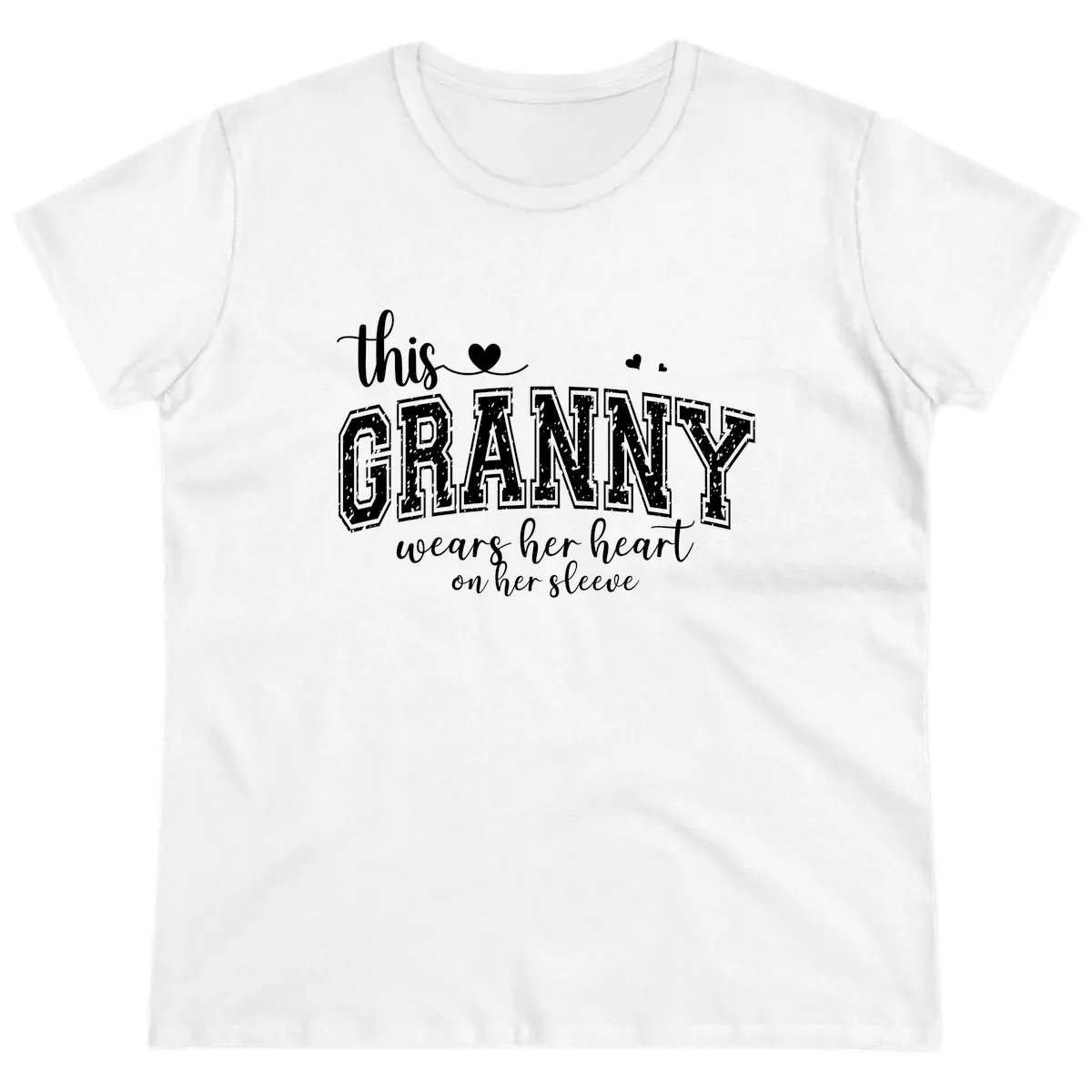 This Granny Wears Her Heart On Her Sleeve Ladies Tee in White