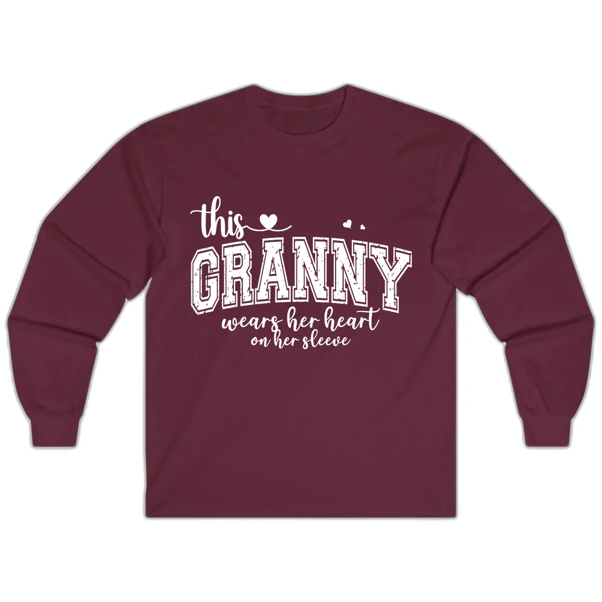 This Granny Wears Her Heart On Her Sleeve Long Sleeve in Maroon