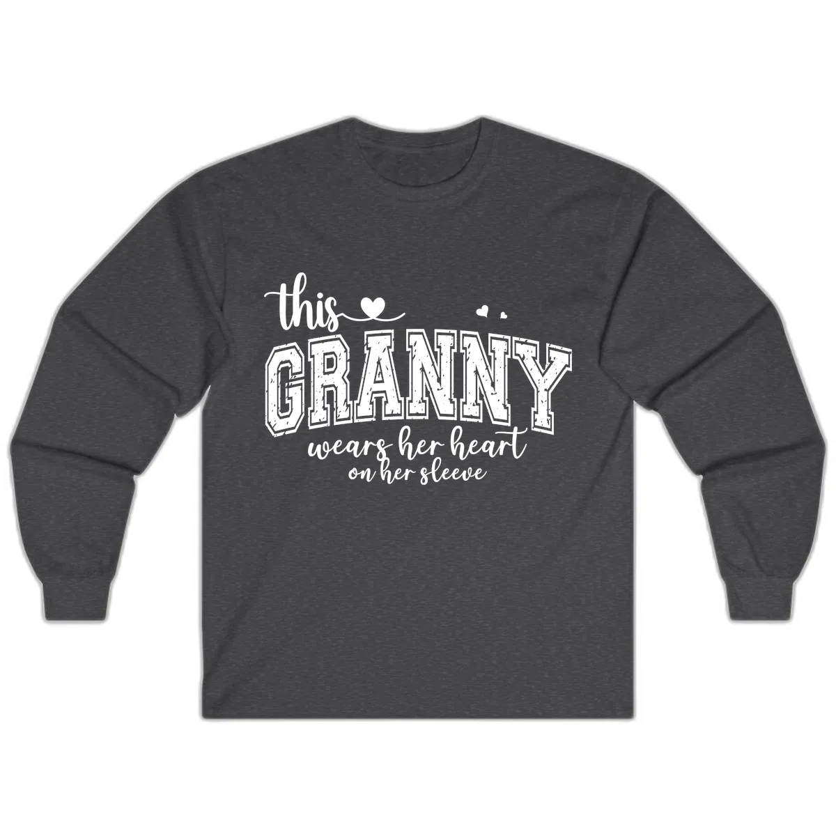 This Granny Wears Her Heart On Her Sleeve Long Sleeve in Dark Heather