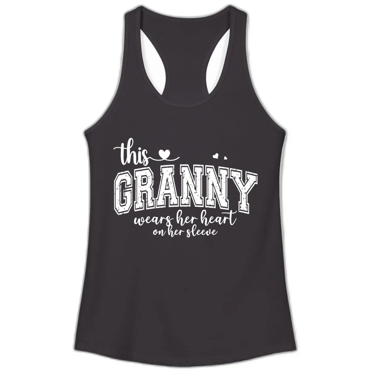 This Granny Wears Her Heart On Her Sleeve Ladies Tank in Black