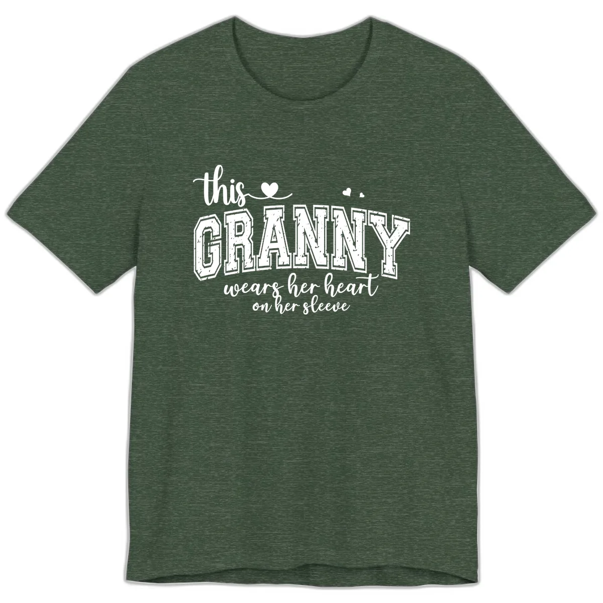 This Granny Wears Her Heart On Her Sleeve Premium T-Shirt in Heather Forest