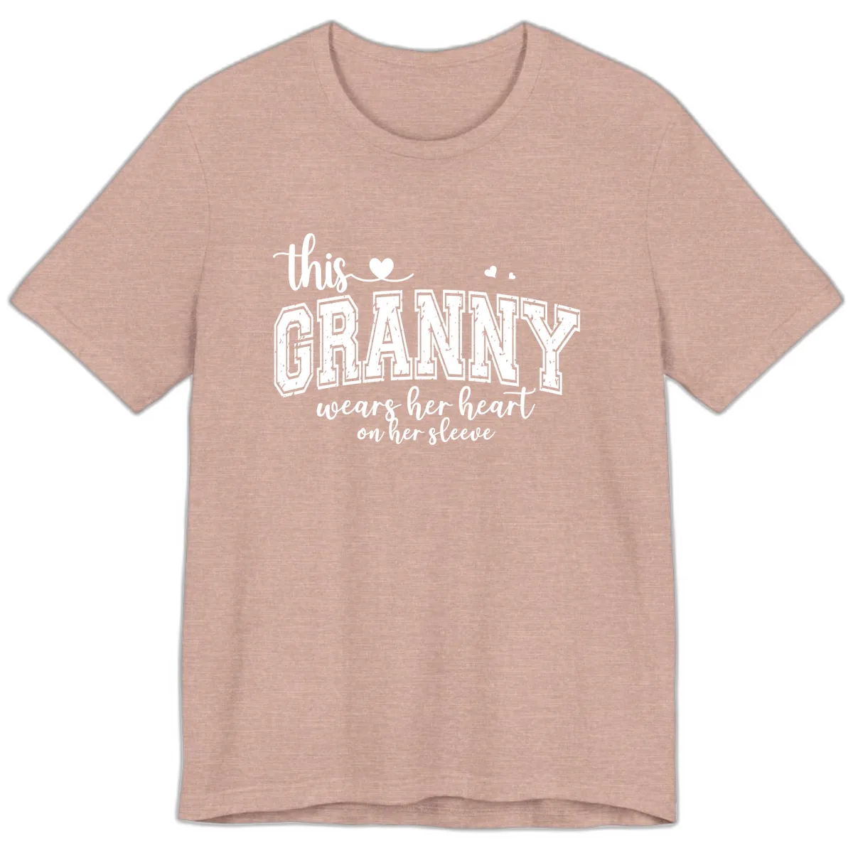 This Granny Wears Her Heart On Her Sleeve Premium T-Shirt in Heather Prism Peach