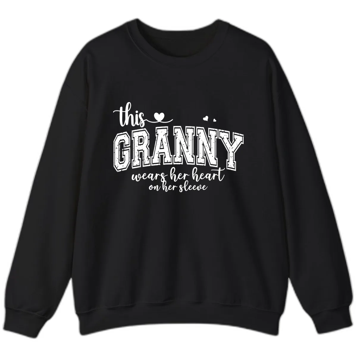 This Granny Wears Her Heart On Her Sleeve Sweatshirt in Black