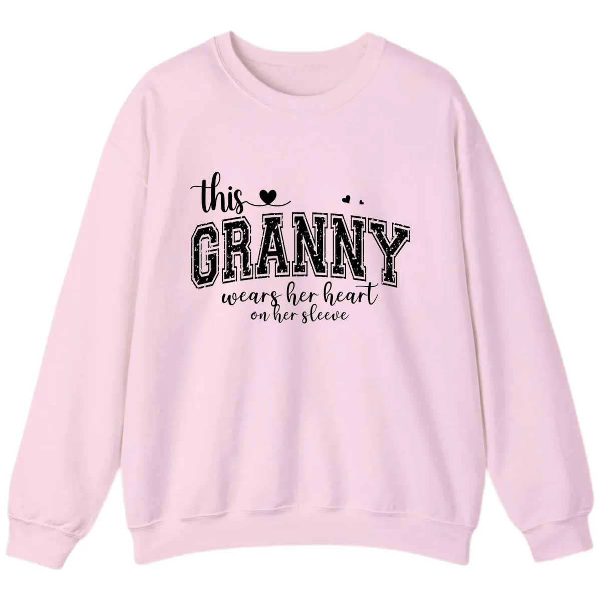 This Granny Wears Her Heart On Her Sleeve Sweatshirt in Light Pink