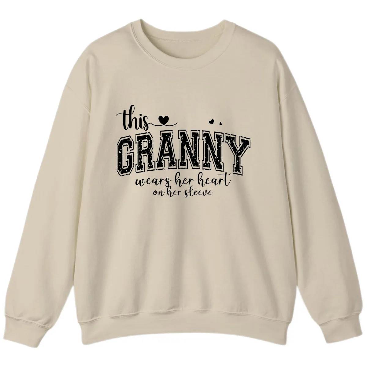 This Granny Wears Her Heart On Her Sleeve Sweatshirt in Sand