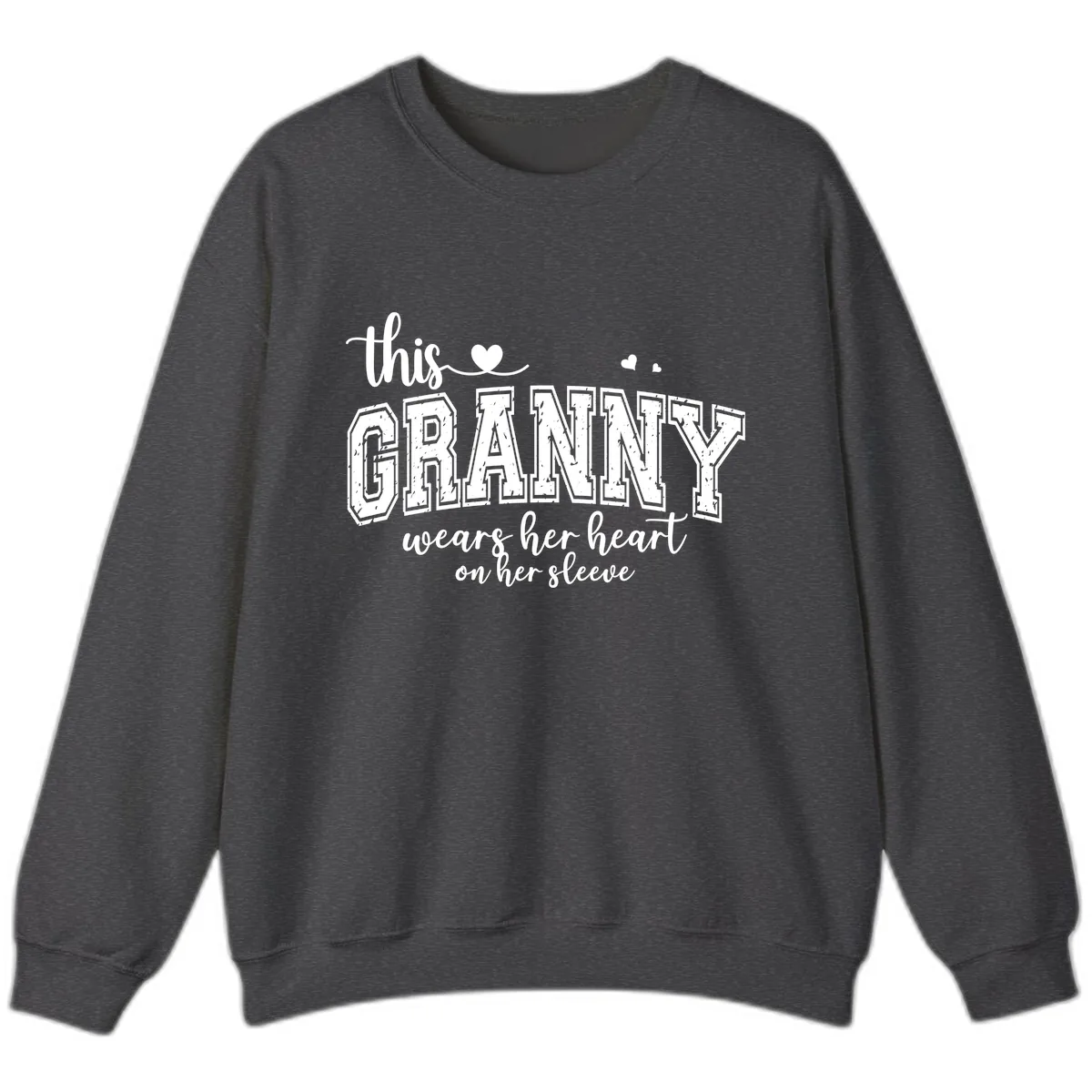 This Granny Wears Her Heart On Her Sleeve Sweatshirt in Dark Heather