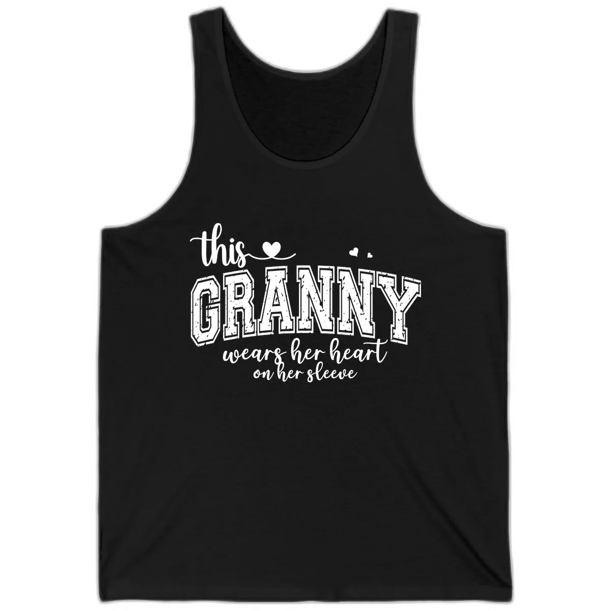 This Granny Wears Her Heart On Her Sleeve Tank in Black
