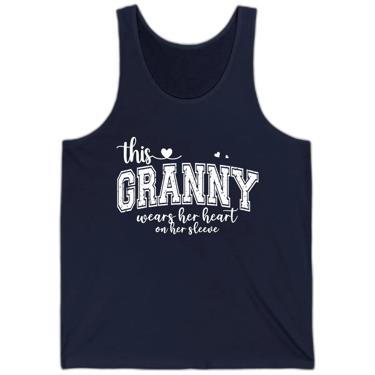 This Granny Wears Her Heart On Her Sleeve Tank in Navy
