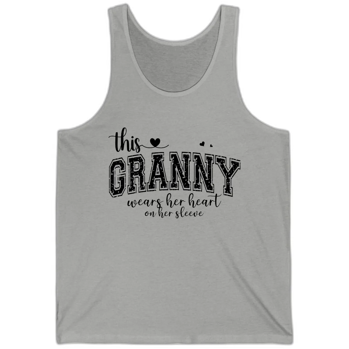 This Granny Wears Her Heart On Her Sleeve Tank in Athletic Heather