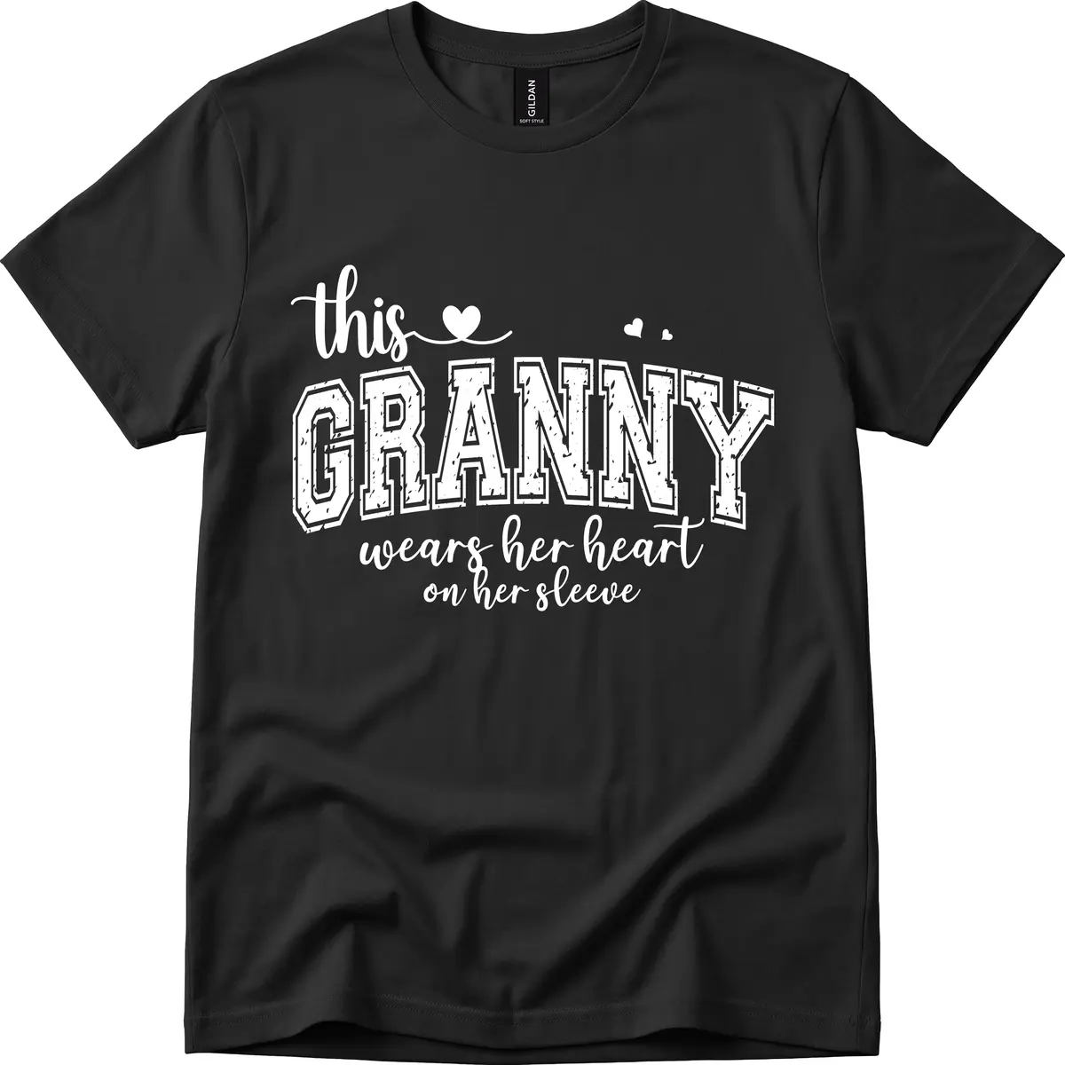 This Granny Wears Her Heart On Her Sleeve T-Shirt in Black