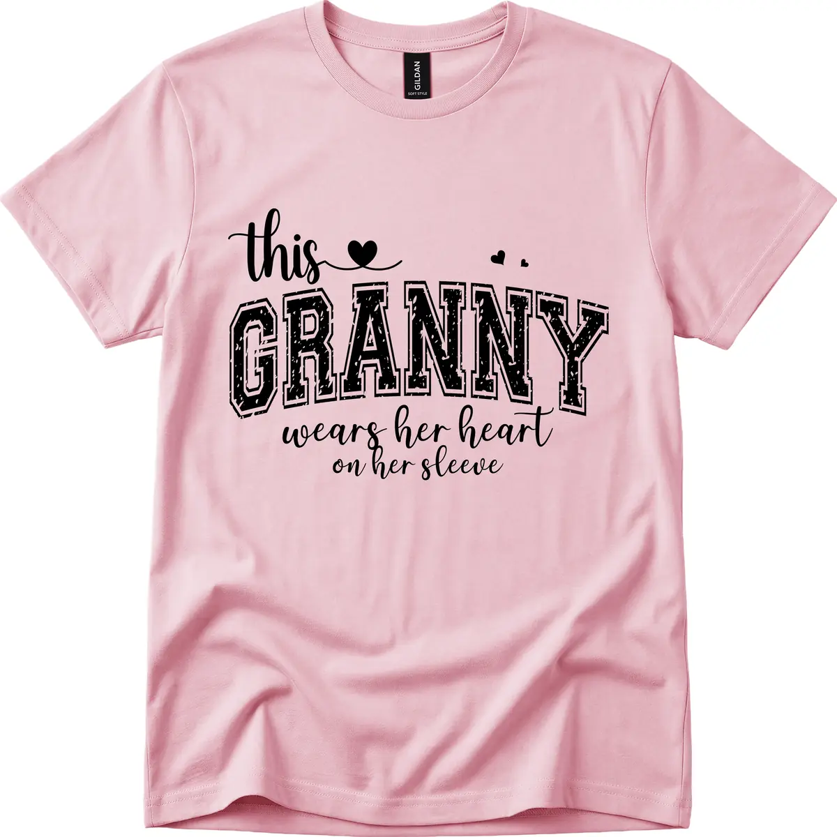 This Granny Wears Her Heart On Her Sleeve T-Shirt in Light Pink