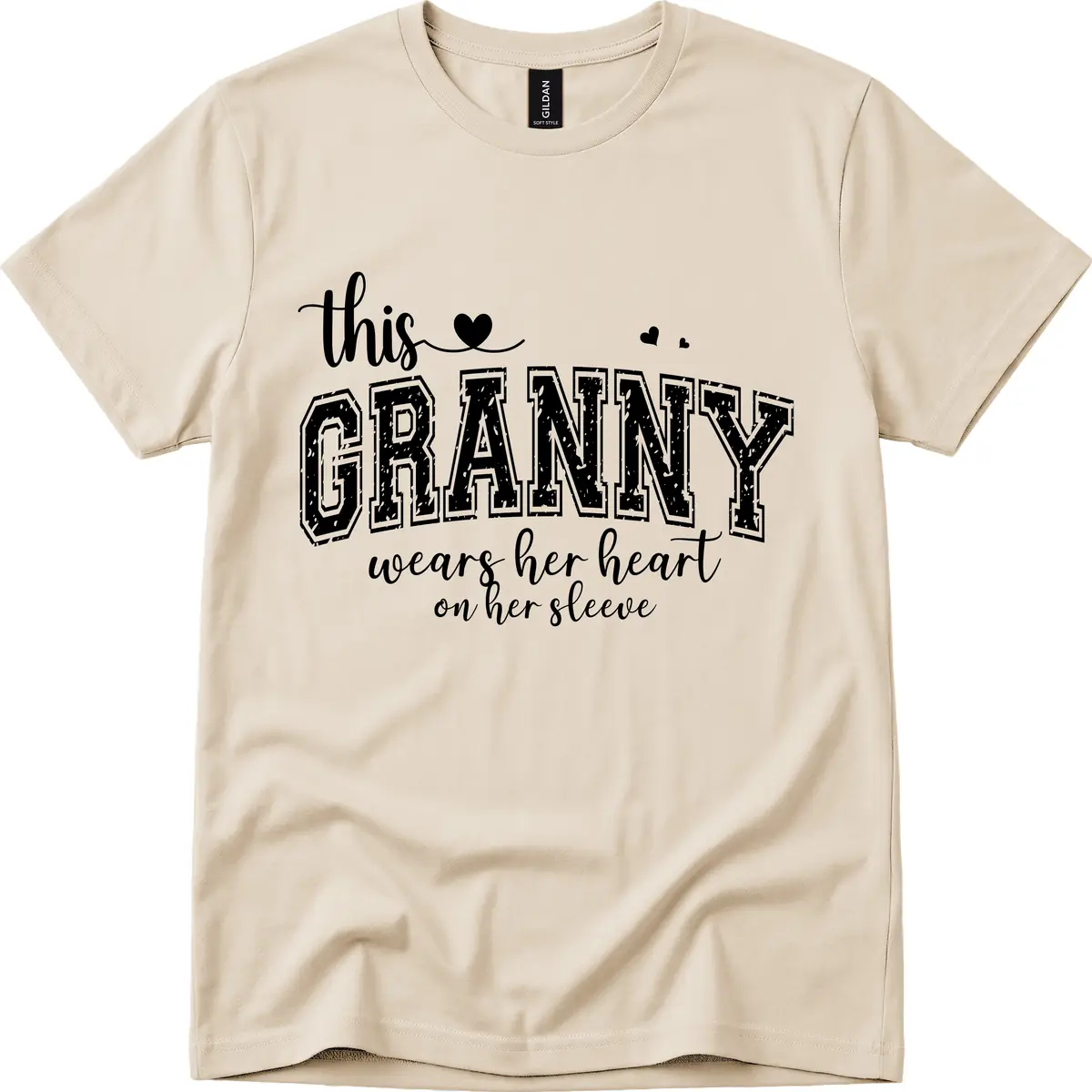 This Granny Wears Her Heart On Her Sleeve T-Shirt in Sand