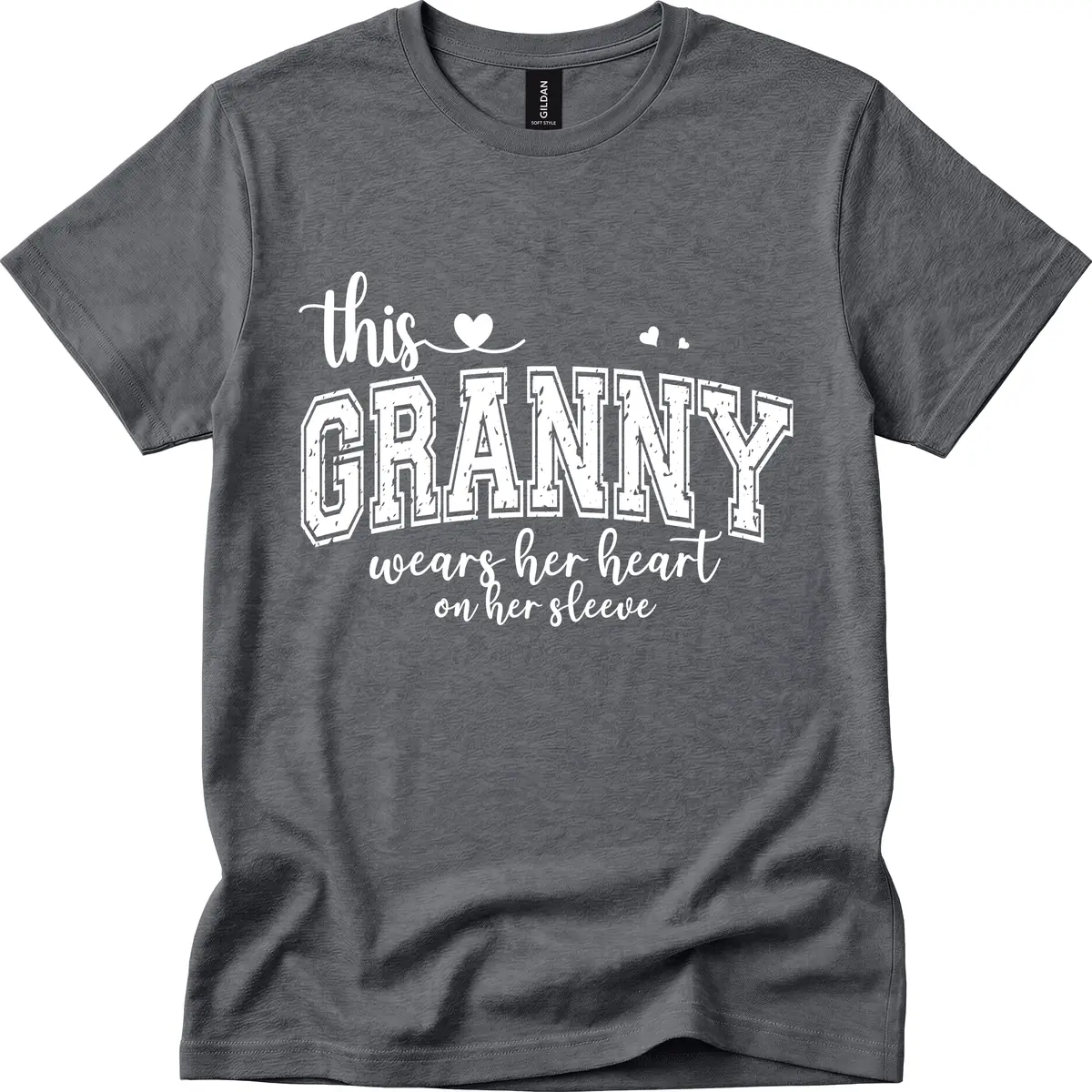 This Granny Wears Her Heart On Her Sleeve T-Shirt in Dark Heather