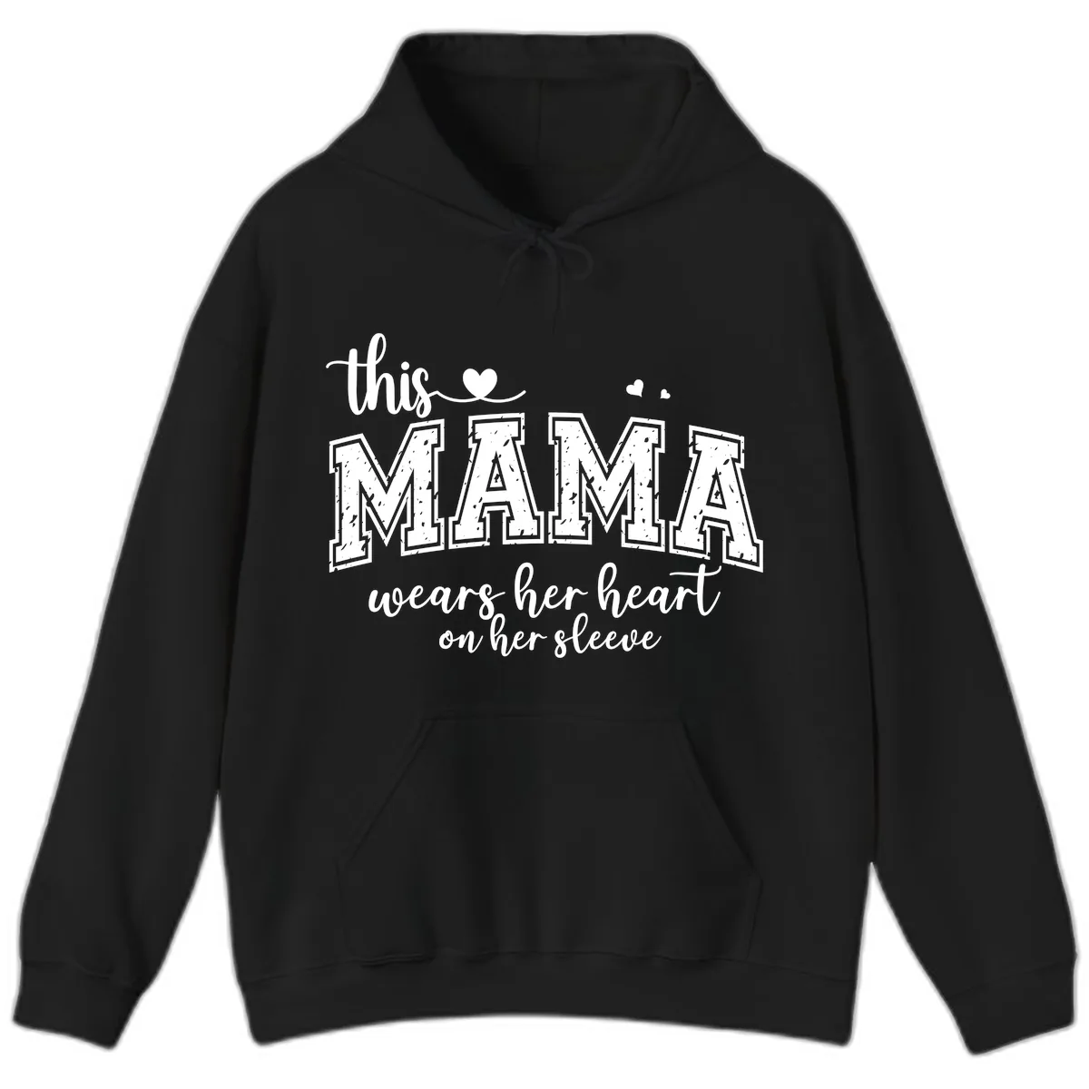 This Mama Wears Her Heart On Her Sleeve Hoodie in Black