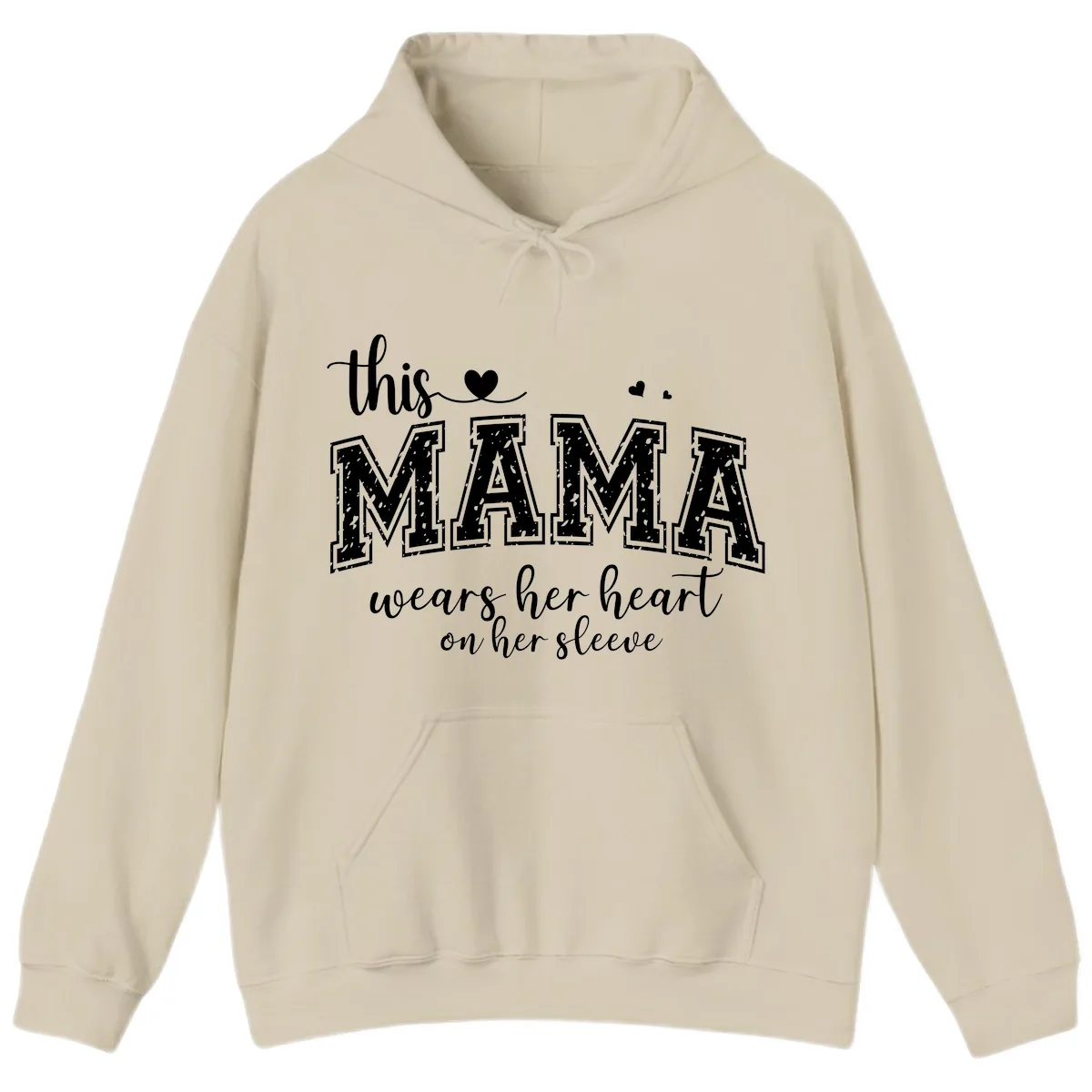 This Mama Wears Her Heart On Her Sleeve Hoodie in Sand