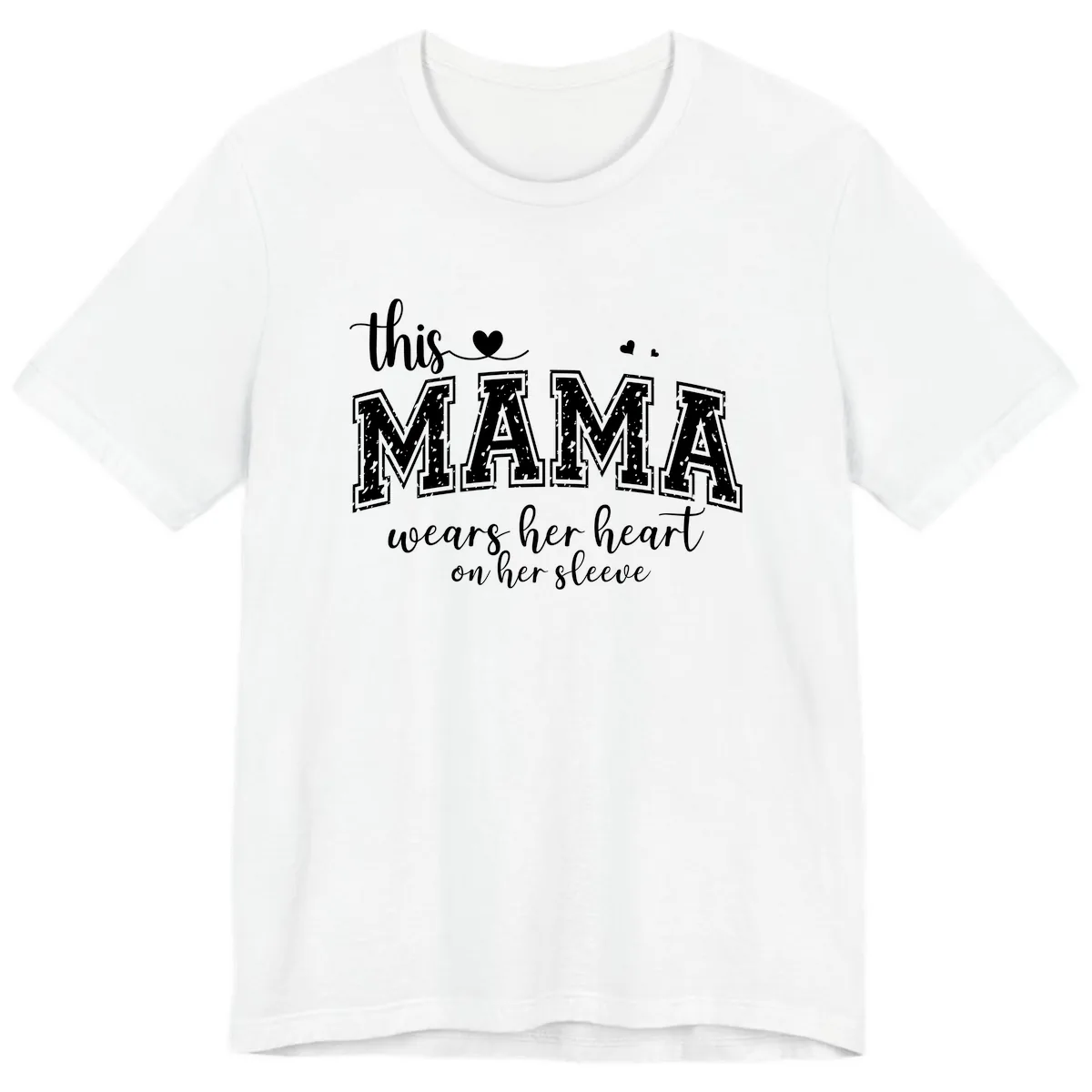This Mama Wears Her Heart On Her Sleeve Premium T-Shirt in White