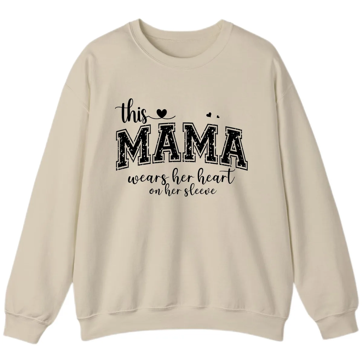 This Mama Wears Her Heart On Her Sleeve Sweatshirt in Sand