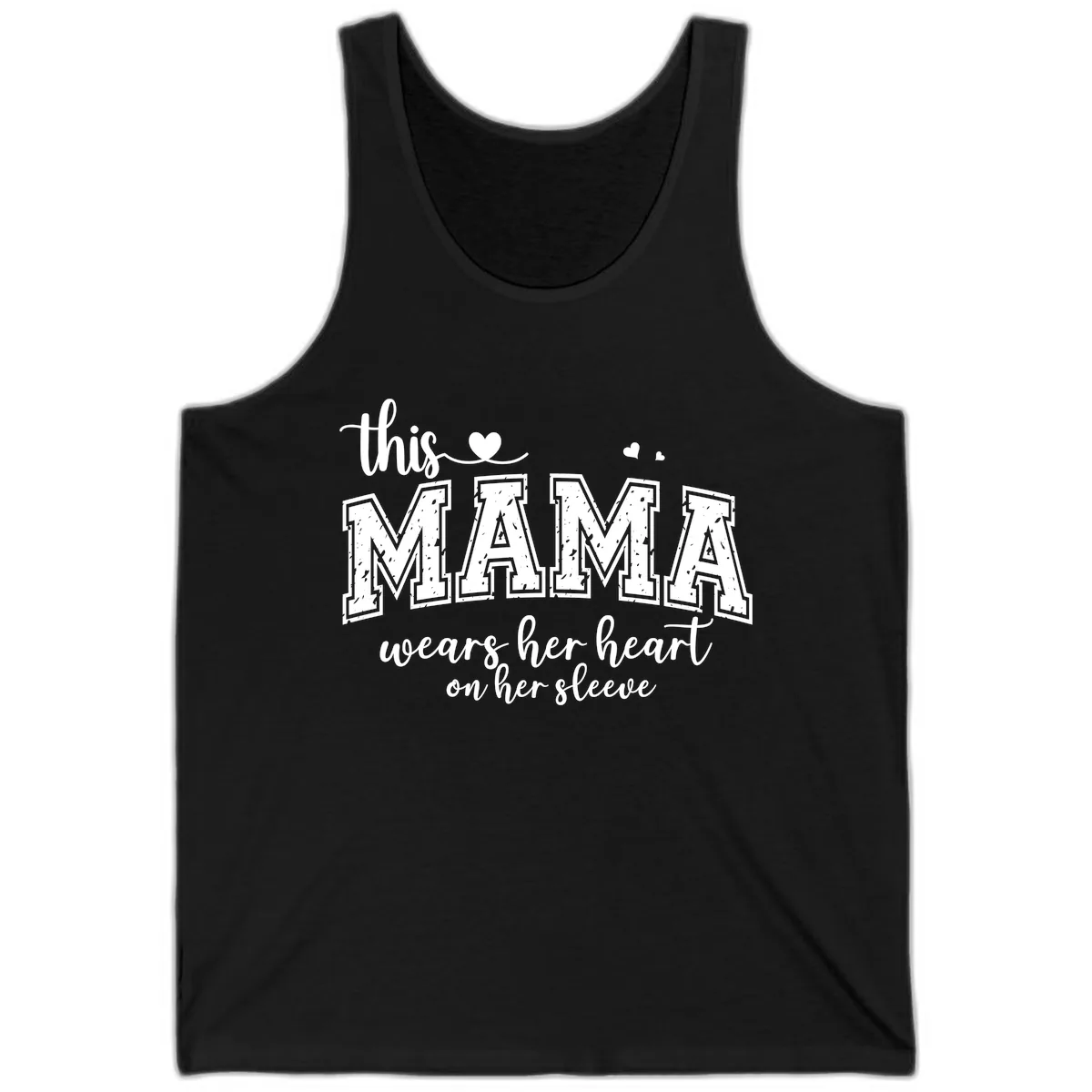 This Mama Wears Her Heart On Her Sleeve Tank in Black