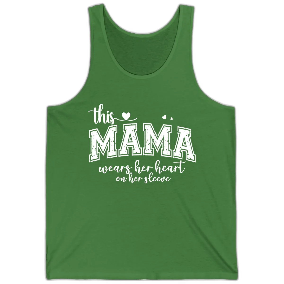 This Mama Wears Her Heart On Her Sleeve Tank in Leaf